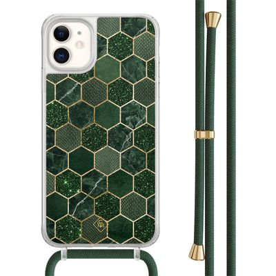 iPhone 11 hoesje met groen koord - Kubus groen