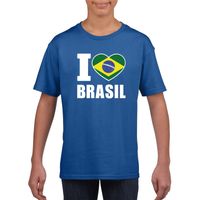 I love Brazilie supporter shirt blauw jongens en meisjes XL (158-164)  -