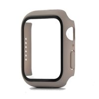 Hoesje geschikt voor Apple Watch 44MM - Hardcase - Screenprotector - Kunststof - Taupe