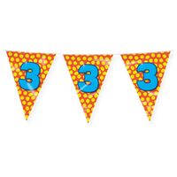 Paperdreams Verjaardag 3 jaar thema Vlaggetjes - Feestversiering - 10m - Folie - Dubbelzijdig - Vlaggenlijnen