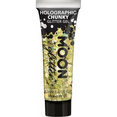 Moon Creations Chunky Glittergel voor lichaam en gezicht - goud - 12 ml