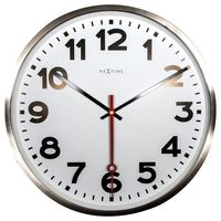 NeXtime NE-3127AR Wandklok Dia. 55 Cm, RVS, 'Super Station' NeXtime NE-3127AR Wandklok Dia. 55 Cm, RVS, 'Super Station'