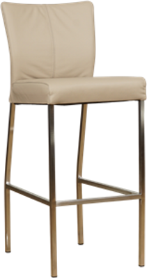 Taupe leren moderne barkruk Revolt - poot vierkant rvs - Toledo Leer Mastic (taupe leer)