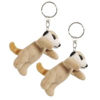 Nature Planet sleutelhanger Stokstaartje - 4x - 6 cm - pluche - knuffel sleutelhangers