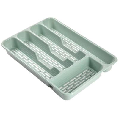 Plasticforte Bestekbak - bestekhouder - 5 vaks - groen - 33 x 24 x 4 cm - Kunststof