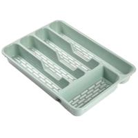 Plasticforte Bestekbak - bestekhouder - 5 vaks - groen - 33 x 24 x 4 cm - Kunststof