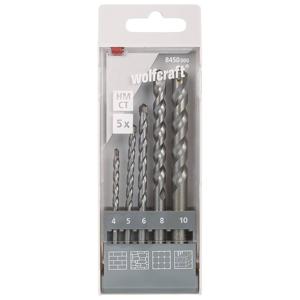 Wolfcraft 8450000 Carbide Steen-spiraalboorset 5-delig 4 mm, 5 mm, 6 mm, 8 mm, 10 mm Cilinderschacht 1 set(s)