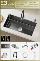 Luxe Waterval Keukenspoelbak - Zwart RVS | Enkelbak | Onderbouw | Inclusief Kraan & Zeepdispenser