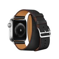 Voor Apple Watch 3/2/1 generatie 42mm universele lederen dubbele-lus strap (zwart)