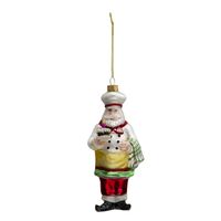 HAES DECO - Kersthanger Kerstman 7x7x17 cm - Wit - Kerstdecoratie, Decoratie Hanger, Kerstboomversiering - thumbnail