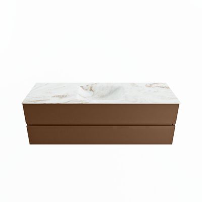 MONDIAZ VICA-DLUX 150cm badmeubel onderkast Rust 2 lades. Inbouw wastafel CLOUD midden zonder kraangat, kleur Frappe.