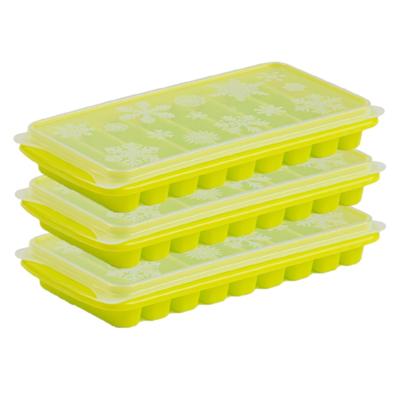 Plasticforte Tray met Flessenhals ijsblokjes/ijsklontjes - 3x stuks - staafjes - 10 vakjes - groen