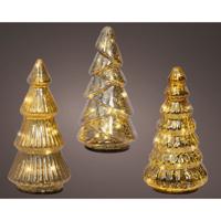 Decoratie Glazen LED Bomen 9x17.5 cm 3 Stuks Goud