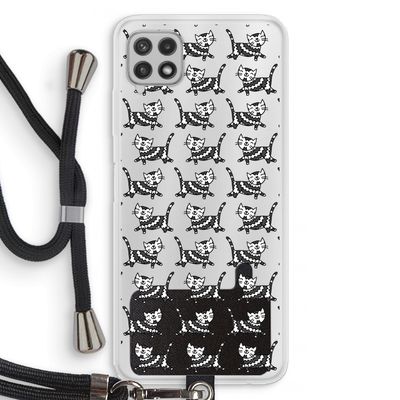 Zwarte poes: Samsung Galaxy A22 4G Transparant Hoesje met koord