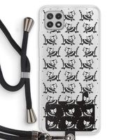 Zwarte poes: Samsung Galaxy A22 4G Transparant Hoesje met koord