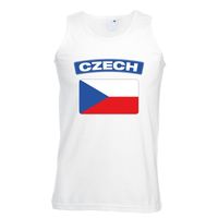 Singlet shirt/ tanktop Tsjechische vlag wit heren
