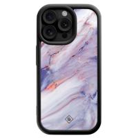 iPhone 15 Pro Max zwarte case - Marmer paars