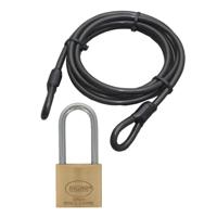 Staalkabel met 50 mm hoog hangslot - 5m x 12mm kabel - geplastificeerd - kabelslot met sleutel