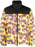 Moncler logo-print zip-up down jacket - Noir