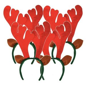 4x Rendier diadeem met rood gewei