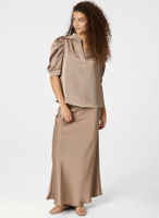 Neo Noir Blouse Roella Sateen | Dark taupe