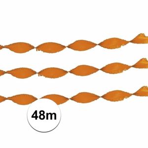 2x Feest of verjaardag versiering slinger oranje 24 meter