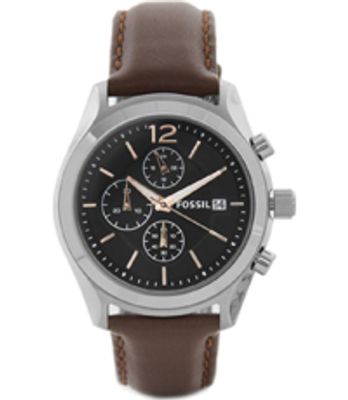 Horlogeband Fossil BQ1484 Leder Bruin 22mm