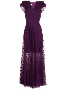 Saiid Kobeisy robe en tulle à pois - Violet