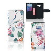 Samsung Galaxy A3 2017 Telefoonhoesje met Pasjes Bird Flowers