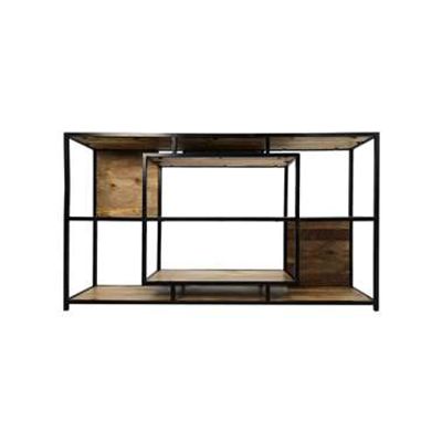 Wandkast Levels - naturel/zwart - 90x150x35 cm - Leen Bakker