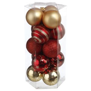 15x stuks kerstballen mix goud/rood gedecoreerd kunststof 5 cm