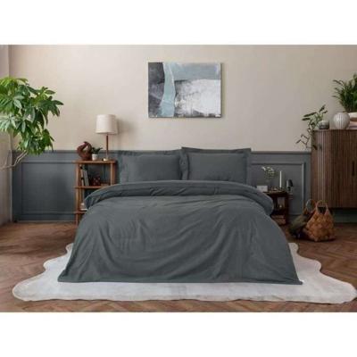 Beddengoedset - 1 dekbedovertrek 220 x 240 cm + 2 kussenslopen 60 x 60 cm - 100% katoen satijn - Antraciet