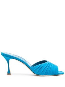 Manolo Blahnik mules Pirua 70 mm en daim - Bleu