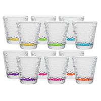 Waterglazen/drinkglazen Colorama - 12x - transparant kleurenmix - 310 ml - 9 cm