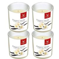 Trend Candles Geurkaars - 4x - in glas - Vanille aroma - 25 branduren - 7 x 8 cm