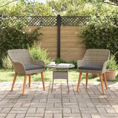 Tuinstoel met kussen 2 pcs Zwart 55 x 62.5 x 82cm poly rattan