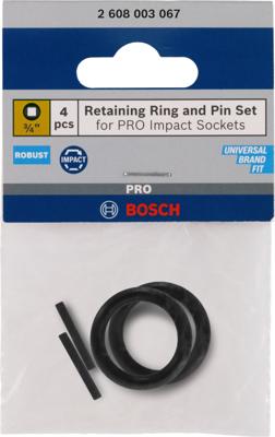 Bosch Accessoires Pin en ring 3/4" krachtdoppen | 4 stuks - 2608003067