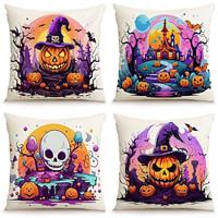 Halloween pompoen spook decoratieve toss kussens cover 1pc zachte vierkante kussenhoes kussensloop voor slaapkamer woonkamer slaapbank stoel Lightinthebox