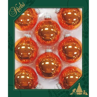 Krebs kerstballen - 8x st - oranje - 7 cm - glas - orange crunch
