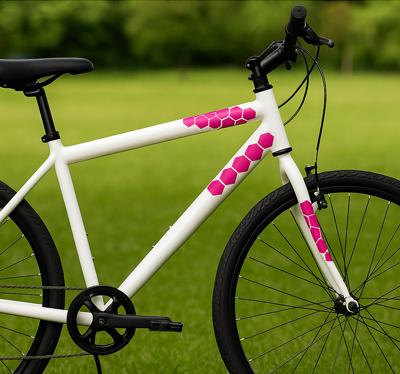 Fiets sticker roze hexagon stickers