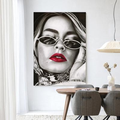 Urban Cotton Wandkleed 'Fresh Red' 80 x 110cm in Frame - black