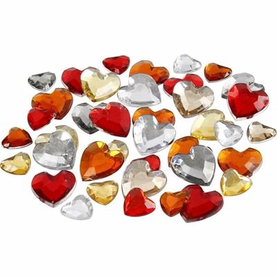 Hartjes strass steentjes rood mix - 720x stuks - verschillende maten