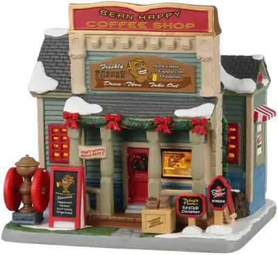 Lemax bean happy coffee shop verlicht kersthuisje Caddington Village 2022
