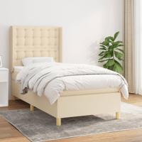 Boxspring met matras stof crèmekleurig 100x200 cm
