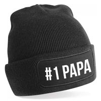 Muts nummer 1 papa zwart voor heren - Winter cadeau papa/ vader Muts nummer 1 papa zwart voor heren - Winter cadeau papa/ vader