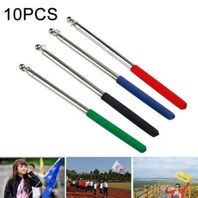 10 PCS 1.6M 7 knopen multifunctionele telescopische roestvrij stalen Rubber hoes onderwijs Stick gids vlaggenmast signaal vlag willekeurige kleur lev