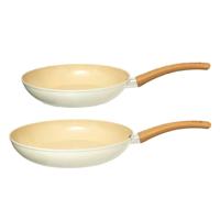 Koekenpannen set Harmony - Alle warmtebronnen - Beige - Dia 24/28 cm - handvat bakeliet - aluminium