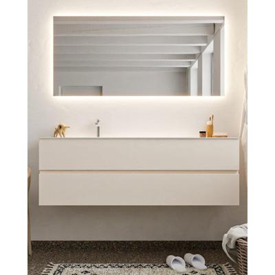 MONDIAZ VICA Badkamermeubelset - 150cm - 2 lades - wasbak Cloud links - 1 kraangat - solid surface linen NV76341567