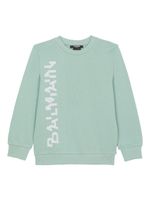 Balmain Kids logo-print cotton sweatshirt - Vert - thumbnail