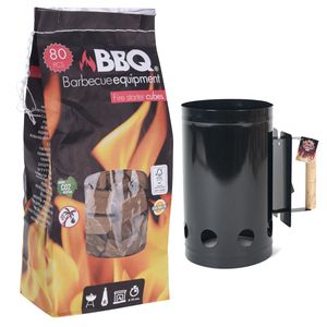 BBQ/Barbecue briketten starter zwart inclusief 80x aanmaakblokjes